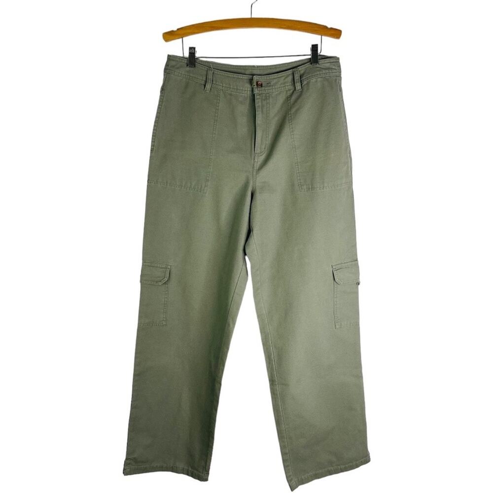 Vintage green cargo wide leg high waisted coastal street style pants 14